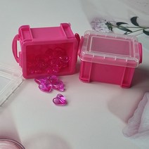 미니 수납함 보관함 네임 스티커 증정 다용도 포장 바스켓 소분 보관 사각 케이스 12칼라, 진핑크