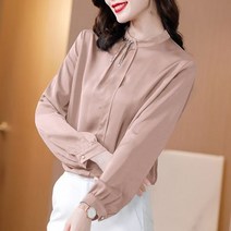 [이꾸띠] 시카 여성 무지 라운드넥 3컬러 진주 포인트 뒤트임 블라우스