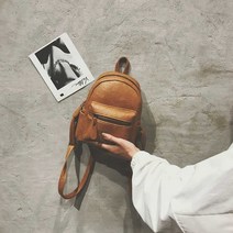 인스타 패션 PU레더 미니 백팩, 갈색