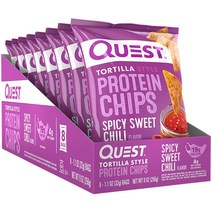 Quest 퀘스트 토르티야 프로틴 칩 스위트 칠리 Tortilla Style Protein Chips Spicy Sweet Chili 256g 8봉, '
