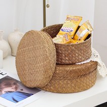 공간안애 원형 다용도 라탄 바구니 (네츄럴), 네츄럴