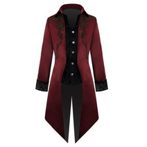 남성 연미복 남자 연주복 무대의상 고딕 Steampunk 빈티지 중세 뱀파이어 악마 레드 코트 트렌치 남자 코스