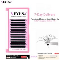 Veyes Inc쉬운 패닝 속눈썹 연장 Veyelash 러시안 볼륨 빠른 블룸 정품 개화 내추럴 메이크업 뷰티, C_0.07mm | 15-20 MIX | CHINA