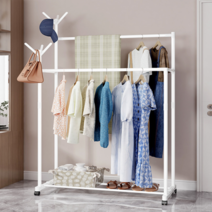피티즘 철제 이동식 와이드 스탠드 더블 행거+스탠드 옷걸이+고무망치, 화이트