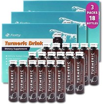 Flothy 강황 커큐민 액체 500mg 최대18개 팩 관절 발열 나노 고소한 맛 흡수성 항염증 바로 짧게 딱 소나무 및 꿀, [03] 0.50 Fl Oz(18개들이 팩)