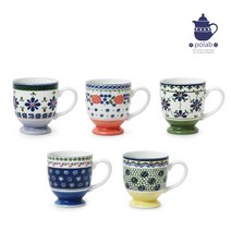 폴라브 5P 머그세트 머그잔/커플머그잔, 레드/옐로우/블루/그린/연퍼플