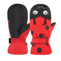 겨울장갑 Cartoon Winter Snow Warm Ski Gloves Kids Baby Rope Snowmobile Mittens waterproof Snowboard for, [03] L, [02] Red