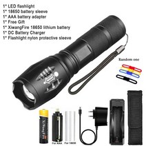 고휘도손전등 초강력led손전등 휴대용 한 램프 xml-t6 linterna 는 18650 충전식 배터리 캠핑 전술 플래시 라이트를 사용합니다, f 포장, 협력사