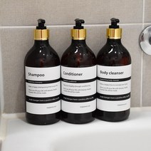 미플래닛 프리미엄 욕실 샴푸걸이 디스펜서 용기모음, 브라운골드캡(500ml), 컨디셔너라벨