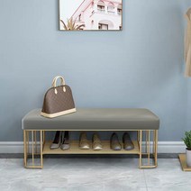 골드 벤치 현관 긴의자 벨벳 가죽스툴 신발장의자 벤치쇼파 웨딩홀 카페 거실, 그레이 가죽 100x35x45