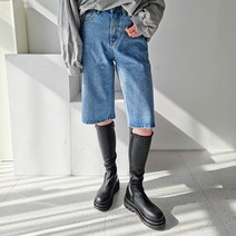 가이아슈 통굽 워커 슬림 롱부츠 5cm