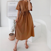 카라샵 들러붙지 않는 바스락 원피스 루즈핏 여름 롱 원피스