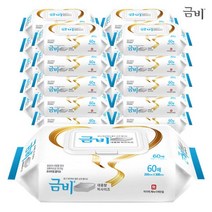 금비 플레인 환자용/청소용 대형 물티슈 캡형 60매, 4팩
