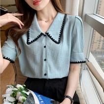 여름 퍼프 반팔 얇은 디자인 소소한 프렌치 빈티지 시크 블라우스