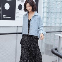 가바바 여성 청자켓 레이스 포인트 러블리 데이트룩 여름 데님 자켓 G38108