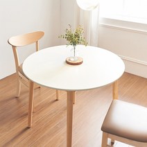보니애가구 엘빈 900 원형 고무나무 원목 화이트 테이블 단품, 테이블 1EA