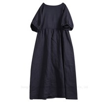 여성 린넨 원피스 빅사이즈 a라인 오버핏 캐주얼 여자 봄 가을 반팔 롱원피스 30대 40대 50대 중년 linen dress women JX0226