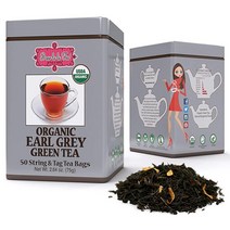 Brew La Organic 녹차 - 천연 카모마일 레몬 맛 더블 챔버 티백 50개 낮은 카페인 차 USDA 인증 유기농 GMO 프리 글루텐 163368, Earl Grey