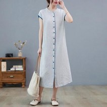 빅사이즈 여성 린넨 민소매 여름 롱원피스