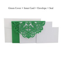 초대장 생일 팝업 입체카드 1pcs 블루 화이트 우아한 레이저 컷 결혼식 초대 카드 인사말 RSVP 장식 파티, 25 One Set Green