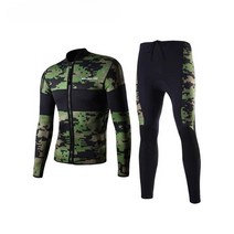 남성용 스킨스쿠버 보온 잠수복 스노클링 다이빙 방한, 2MM 그린 상하 잠수복  - XXL