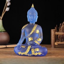 독수리모형 앉아있는 부처님 조각상 스타일 태국 인도 송진 붙여진 금박 장식 홈 장식 공예 1 개, 2.B07