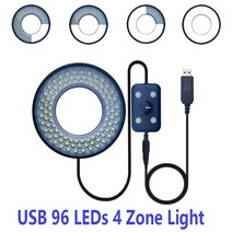USB 5V RGB LED 링 통합 조명 Illuminator 조정 가능한 초점 램프 소스 Monocular 스테레오 현미경, 02 USB 96 LEDs 4 Zone