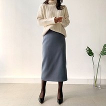 네모엔룩 파스텔베이직 화사한 9컬러 H라인 울소재 롱 스커트
