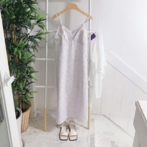 레이스 자수 플라워 이중 끈 원피스