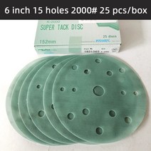 25 Pcs 일본 KOVAX 6 인치 홀 사포 라운드 드라이 연삭 및 자동차 3000 # 쿠션 패드와 함께, 06 2000 grit  25 pcs