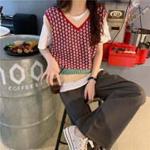 유케이 C3747 여성 가을코디 니트 조끼 원피스 레이어드
