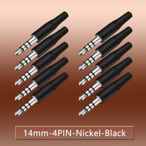 10pcs 흰색과 검은색 3.5mm 스테레오 헤드셋 플러그 4극 3극 3.5 오디오 플러그 잭 어댑터 커넥터 Iphone 새 콘센트 2.5mm, 14mm 4P 니켈 블랙, 10개