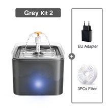 rojeco 자동 고양이 물 분수 필터 실내 2l led drinker for cat water dispenser 애완 동물 마시는 분수 고양이 피더, 2리터, 협력사, 회색 키트2