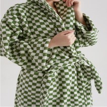 목욕 샤워 호텔 타올 로브가운 호텔가운 홈웨어, 그린 체커보드