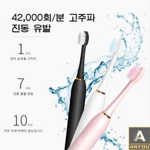 ANYOU 전동 칫솔 4개의 브러쉬 고급 전동칫솔 스마트 충전 전동칫솔 치과주치의 추천, 블랙
