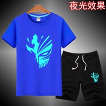 여름반팔티세트 야광 애니메이션 저승사자 블랙 사키 가즈호 주변 형광티셔츠 와이드 루즈핏 의류 남성 1782656465