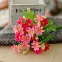 행잉화분걸이 행잉걸이 걸이화분 데이지 작고 신선한 플라스틱 인공 국화 분재 화분 꽃 풍경 홈 장식, 08 pink_01 6pcs