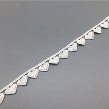 의류 재봉 천2메터/몫 사랑의 심장 자수 흰색 레이스 리본 DIY 의류 바느질 및 패브릭 공예 재료, 01 WHITE_01 1.4cm Wide