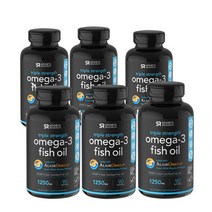 스포츠리서치 트리플 스트렝스 오메가-3 피쉬 오일 1250mg 소프트젤, 90캡슐, 6개