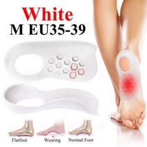 오다리깔창 휜다리 안짱 다리 교정 깔창 족근막염 발 뒤꿈치 패드 인솔 대형 깔창 - 발바닥 근막염 신발, 화이트 엠, 1 쌍