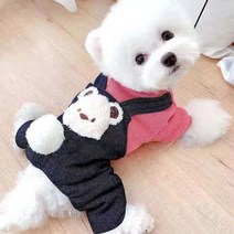 강아지 겨울 옷 티셔츠 애견의류 소형 개와 고양이용 귀여운 잠 부드럽고 통기성 개 액세서리 코트, 7.Bear Black Red - S1.5kg