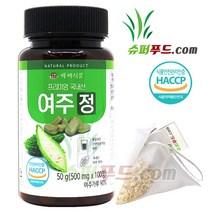 HACCP 여주 정 천연 인슐린 p-인슐린 장수식품 여주정 + 슈퍼푸드.com 연자육 티백, 1세트, [ (100정 x 500mg) + 1g ]
