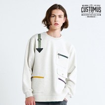 커스텀어스 커스텀어스 컬러 지퍼 오버핏 화살표 맨투맨(오트밀)