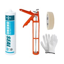 오공 SS900 창호 샤시 실리콘 + 실리콘건 + 마스킹테이프 + 면장갑 세트, 6. 골드