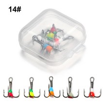 빙어낚시 견지낚시 얼음낚시 5pcs 8 #10 #12 #14 # 겨울 3 턱 후크 얼음 낚시 탄소 철강 내구성 싱킹 미끼, 03 14