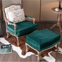 앤틱 소파 의자 1인용 클래식 패브릭 쇼파 팔걸이 의자 침실 거실 가죽 유럽 프랑스 미국, AH.옐로 플란넬