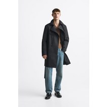 독일 자라 ZARA 더블 브레스티드 발수 트렌치 코트 - 블랙 125131