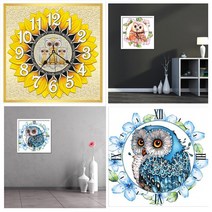 집에서 할수 있는 취미 친구 결혼 선물 5만원 집들이 선물 재물 행운 상징 부엉이 보석십자수 시계, 2. 사파이어 부엉이 시계세트