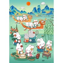 추석 재회 풍요 래빗 우드 직소퍼즐 계묘년 토끼의 해 행운 부귀 건강 기원 보름달 만월축제 잔치 준비중 풍수 일러스트 조각퍼즐 집콕취미 300 500 1000피스[티레오], 1000조각, 추석 토끼 모임 퍼즐05