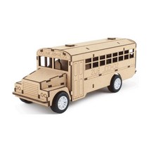 영공방 풀백 스쿨버스 나무조립키트 입체퍼즐 풀백카